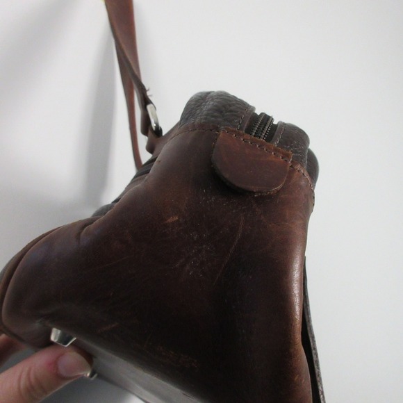 Roots Canada Leather Shoulder Bag Brown Pebbled Genuine Leather Hand Vtg y2k 462 - Picture 6 of 14